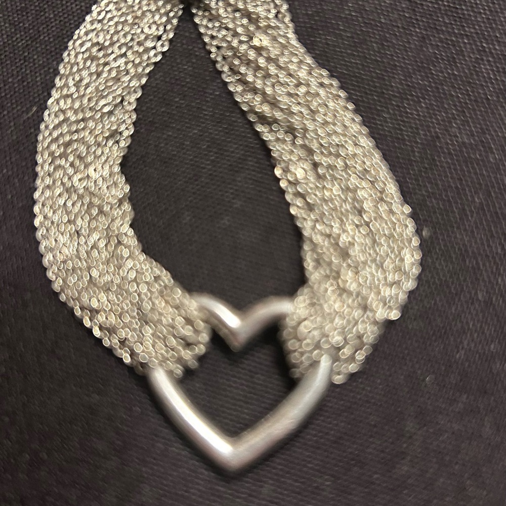 Auth Tiffany & Co. Silver Heart Multi-Chain Toggle Bracelet 6.75 L Send Offer - Picture 5 of 9